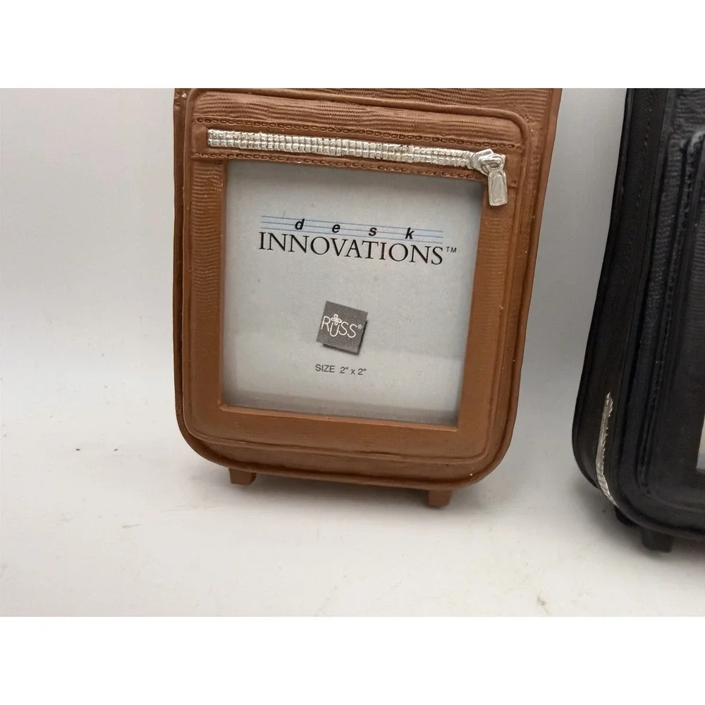 Lot of 2 Russ Desk Innovations Mini Rolling Suitcase 2x2 Photo Frames Luggage
